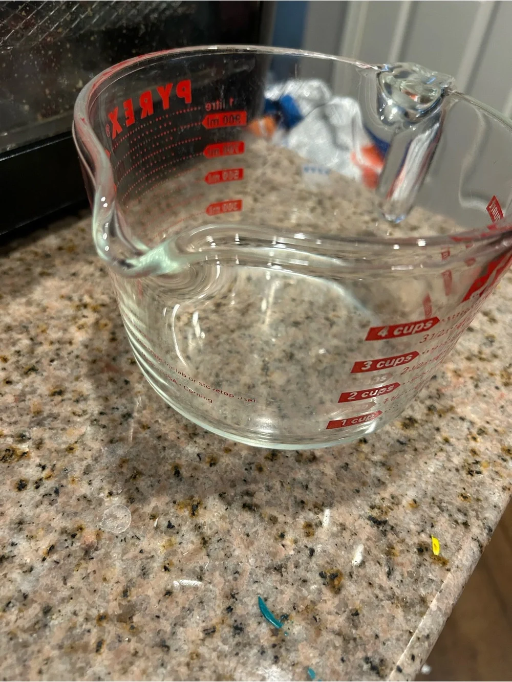 Vintage PYREX 4-Cup 1-Quart 1 Liter Red Lettering Glass Measuring Cup USA 532